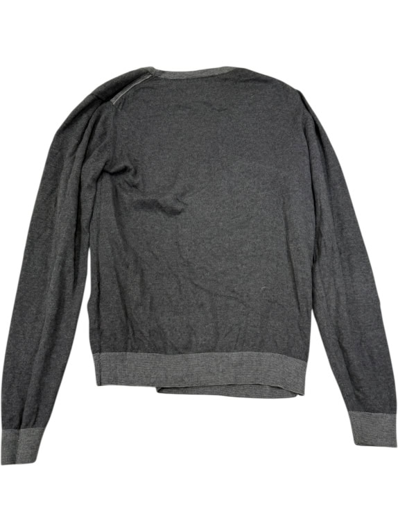 MANI GAS Crew Neck Sweater M | Fine Knit | Two-Tone Grey